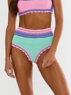 Beach Riot Xs Karmen bikini swimsuit bottoms sea breeze crochet nwt
